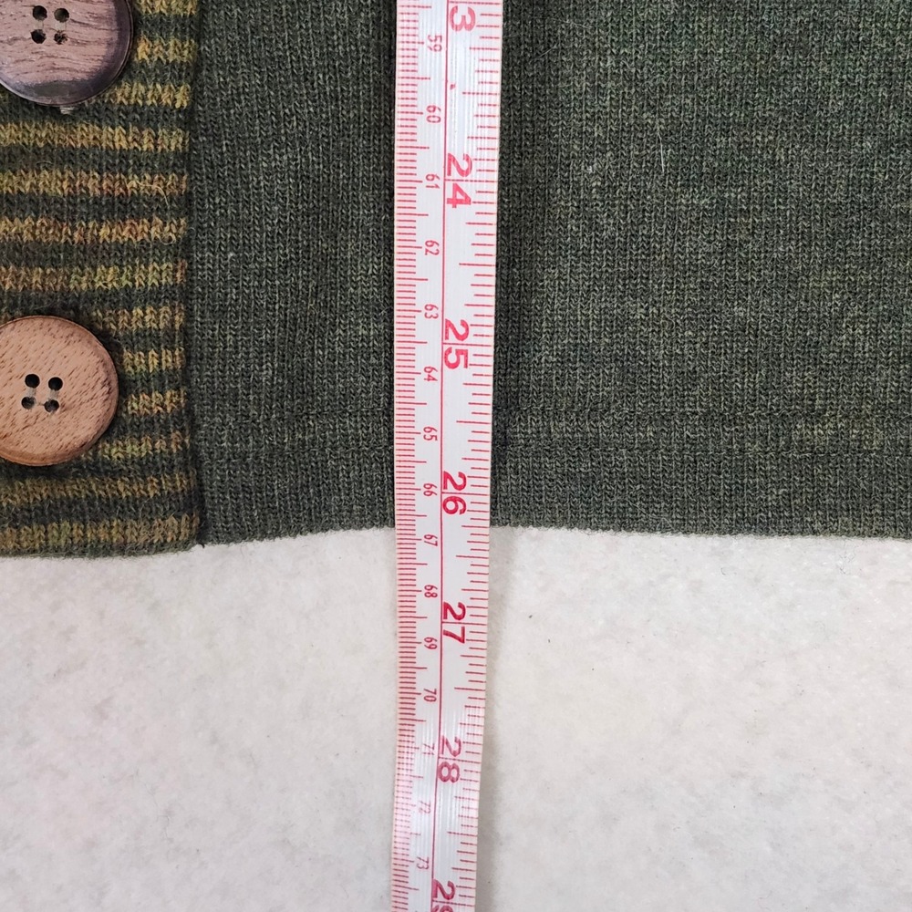 prAna Wool Blend Cowl Neck Sweater Olive Green Striped Asymmetric Womens XL - Picture 8 of 10